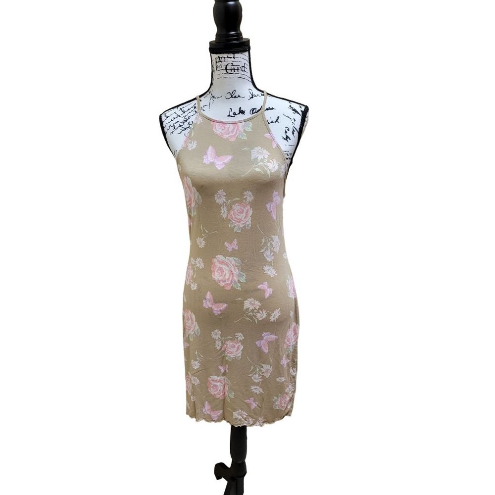 NWOT BP Tan Halter Butterfly Dress, Size M